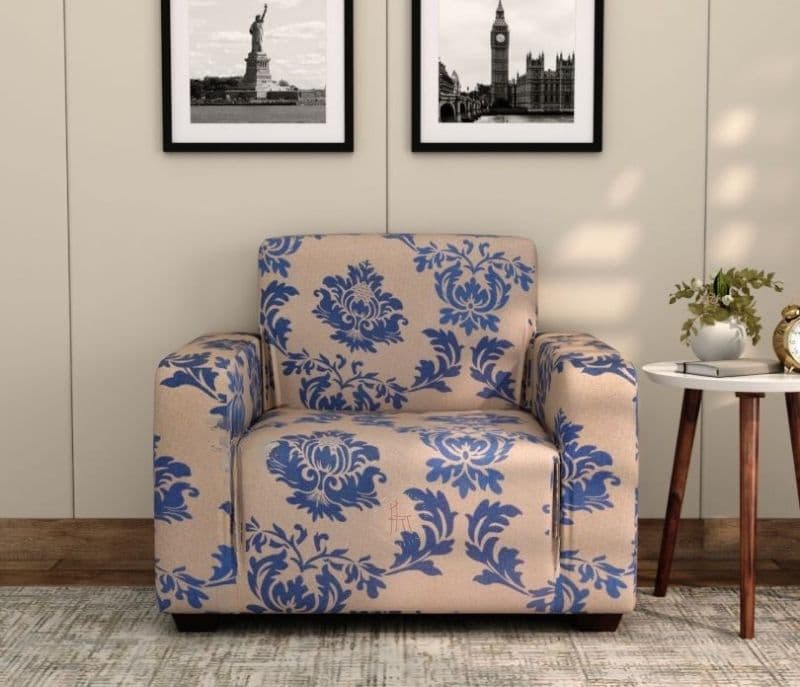 Image 2 for Chloe Printed Polyester Spandex 3+1+1 Sofa Cover Set (Blue)