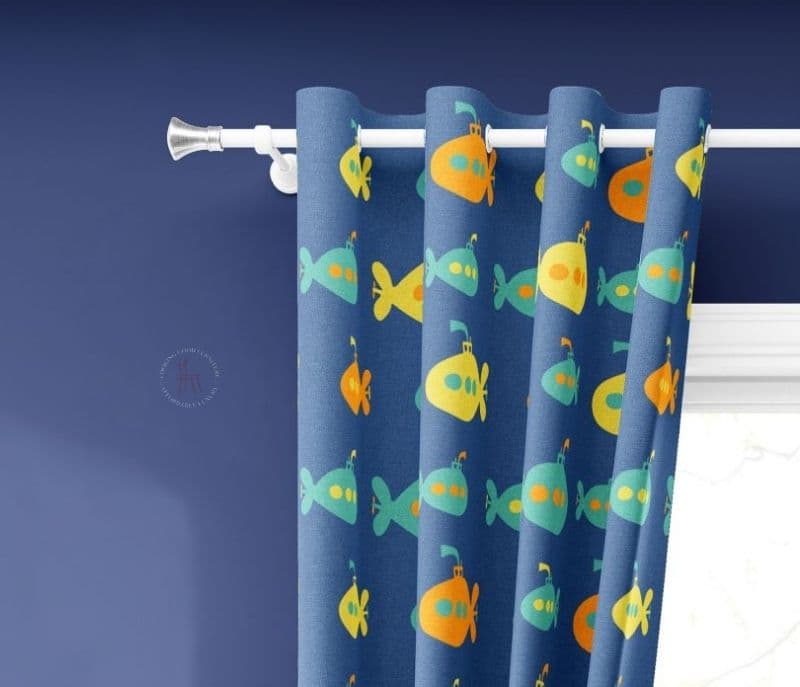 Image 2 for Elliot Fish Bowl Blue 9 Feet Set of 2 Kids Long Door Curtain