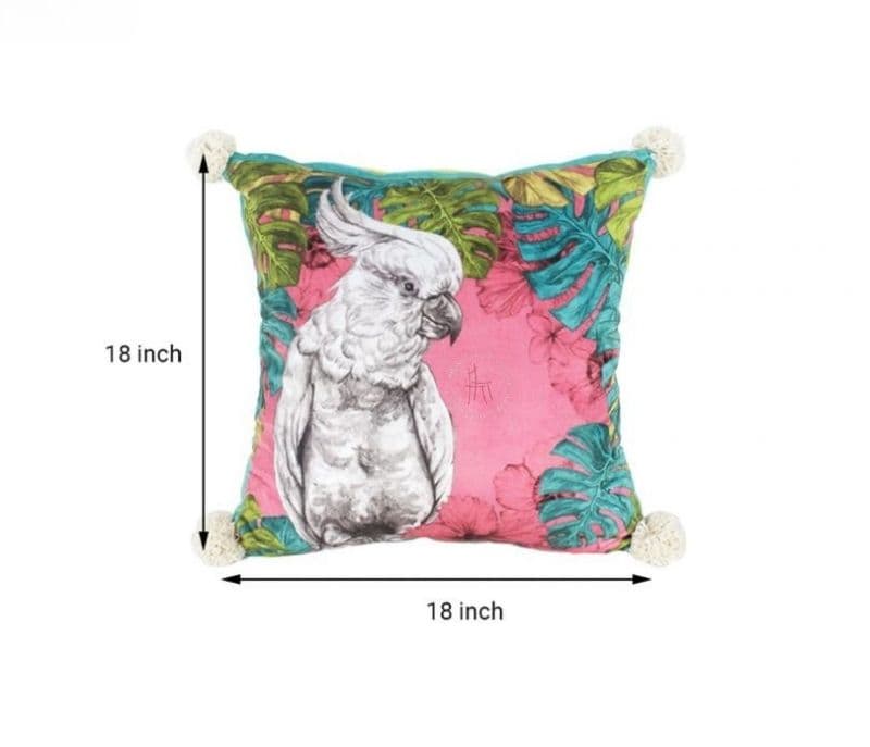 Image 5 for Ainhoa Pink and White Digital Print Velvet Reversible Cushion Covers - Set of 2