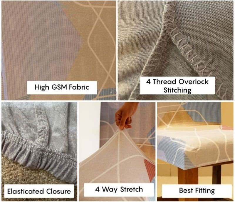 Image 5 for Aria lastic Abstract Printed Polyester Spandex Dining Chair Cover Set Of 1