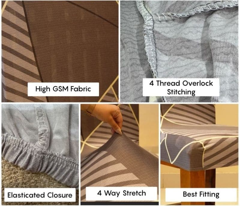 Image 6 for Scarlett Abstract Printed Polyester Spandex Dining Chair Cover Set Of 1