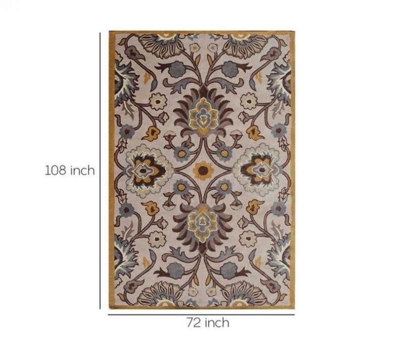 Image 6 for Delilah Brown And Beige Traditional Hand Tufted Wool Kashmiri Carpet