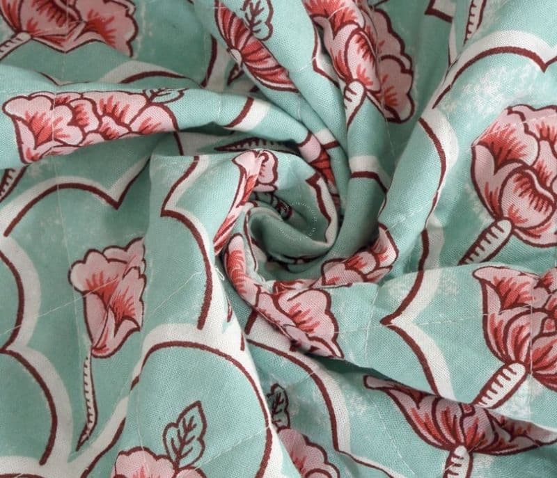 Image 2 for Amina White and Blue Screen Print Quilted 3 Seater Sofa Cover