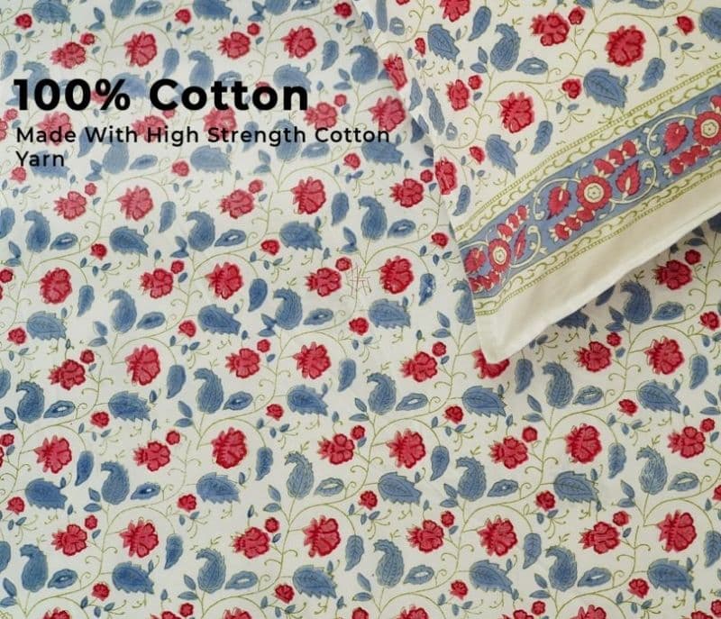 Image 5 for Azalea 300TC Double Bed Sheet - Bloom Shay Cotton Bedsheet King Size With 2 Pillow Cover