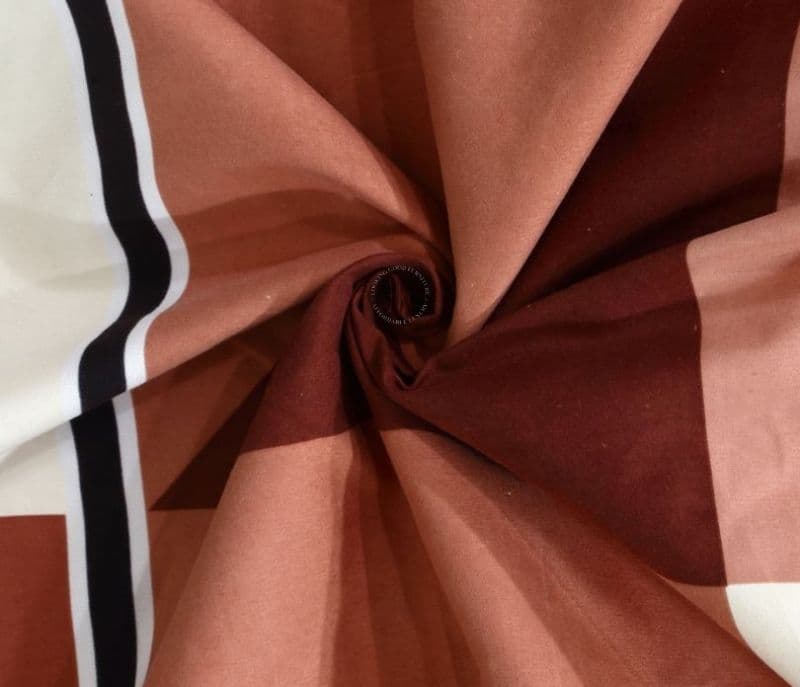 Image 2 for Elodie Brown Geometric TC Cotton Blend Super King Size Fitted Bedsheet with 2 Pillow Covers