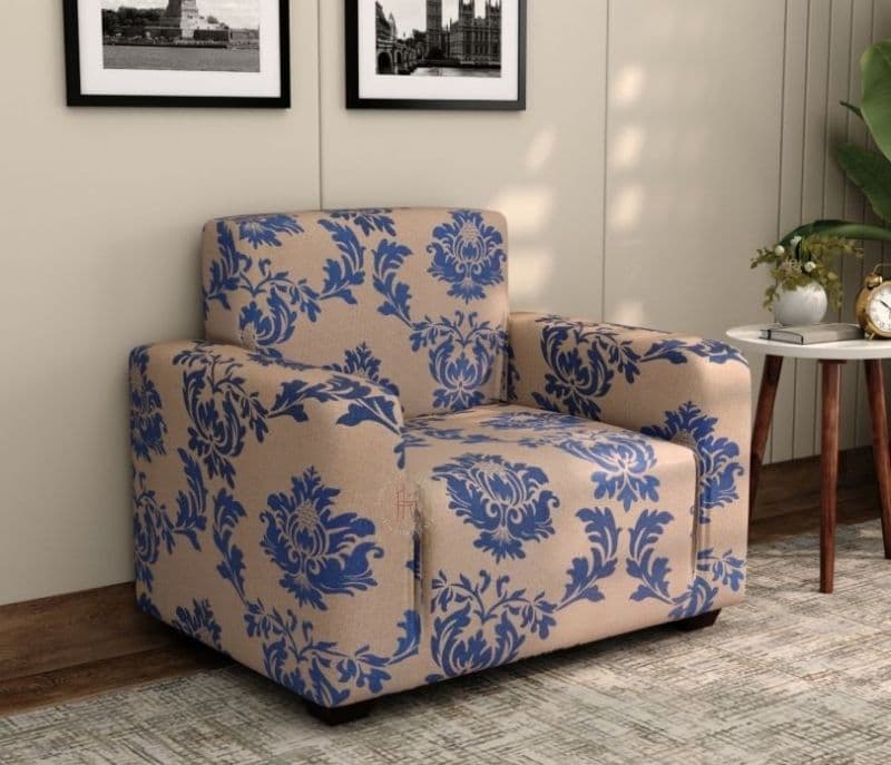 Image 5 for Chloe Printed Polyester Spandex 3+1+1 Sofa Cover Set (Blue)