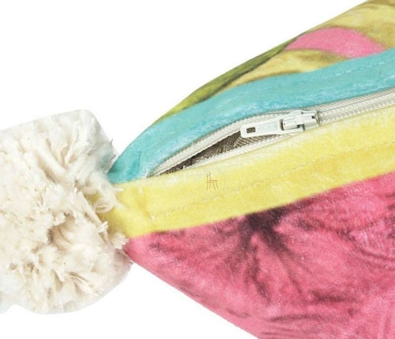 Image 2 for Ainhoa Pink and White Digital Print Velvet Reversible Cushion Covers - Set of 2