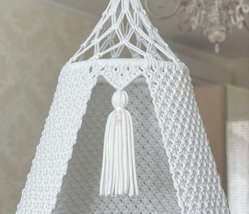 Image 5 for Cataleya White with Grey 40 Inch Handmade Macrame Hammock Swing Chair