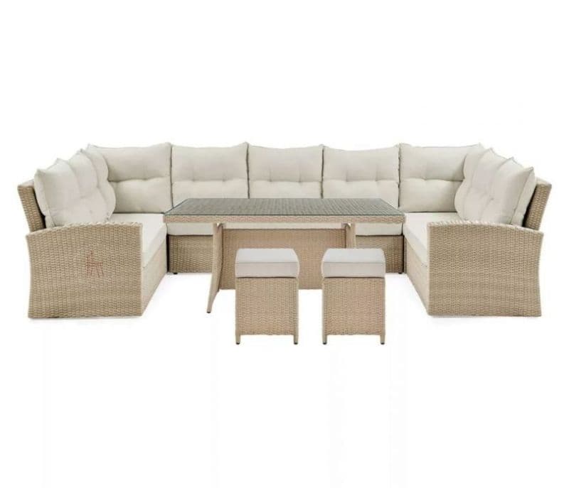 Image 3 for Mariana Beige Rattan And Wicker Patio Set With Table And Off White Cushions