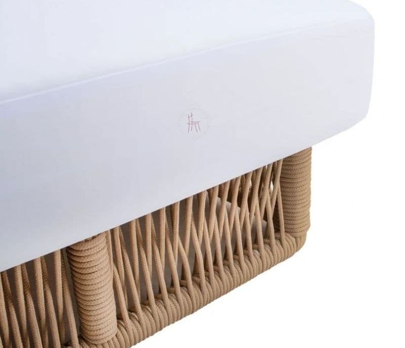 Image 3 for Palmer Beige Rope Outdoor Patio Lounger With Off White Cushions