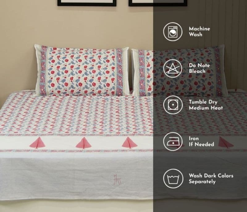 Image 7 for Kalani 200 TC Double Bed Sheet - Bloom Shay Cotton Bedsheet King Size With 2 Pillow Cover