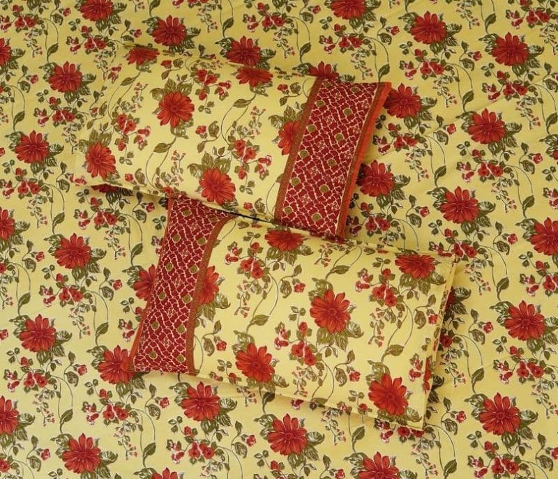 Image 5 for Elora 120 TC Floral Jaipuri Printed Cotton Double Bedsheet With 2 Pillow Cover