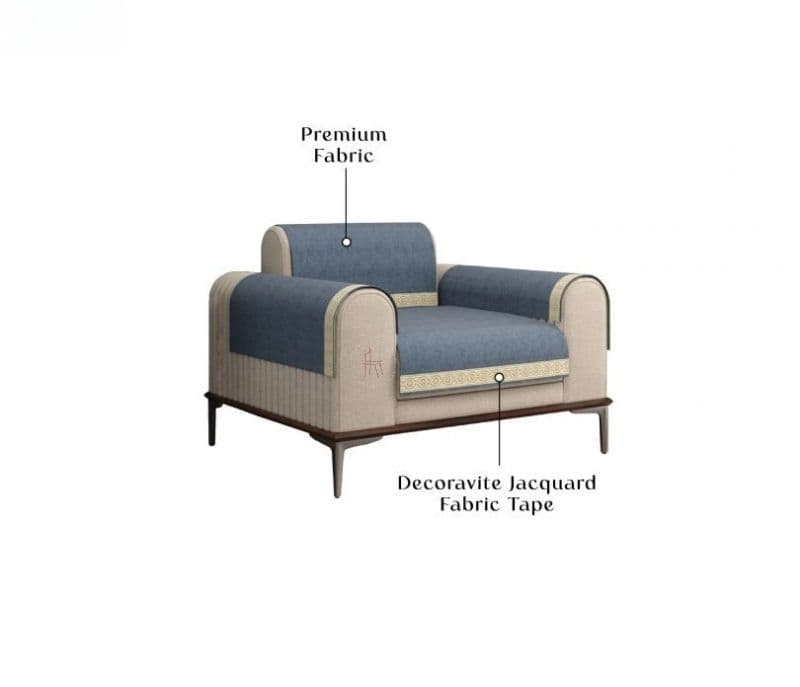 Image 7 for Harper 1 Seater Premium Sofa Cover - Set of 4 (Denim Blue)