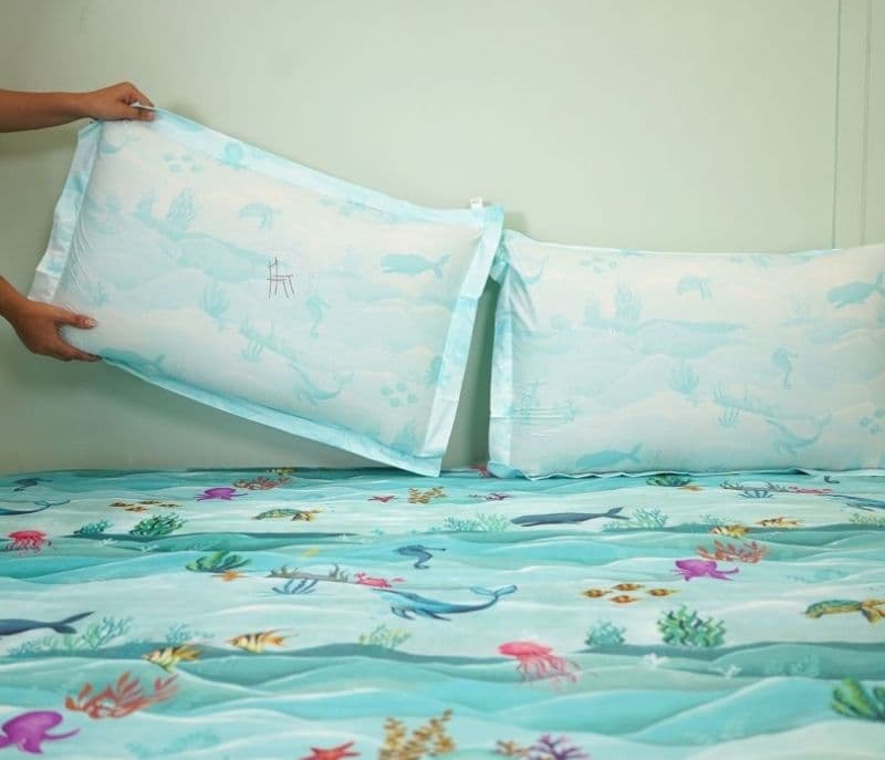 Image 14 for Mariella Seashore Flat Cotton Kids Bed Sheet King Size with 2 Pillow Covers