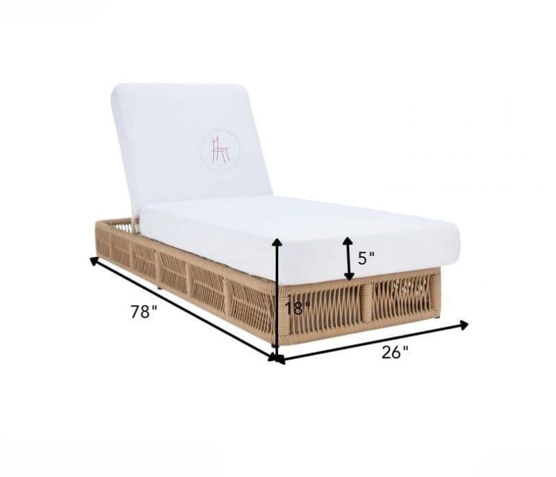Image 6 for Palmer Beige Rope Outdoor Patio Lounger With Off White Cushions