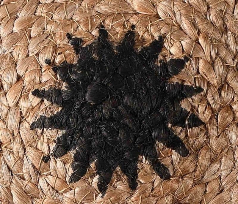 Image 3 for Adeline Black Geometric Pattern Hand Braided Round Jute Rug