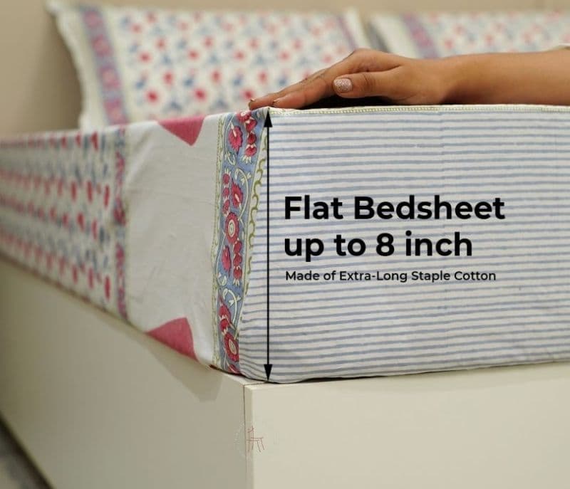 Image 6 for Kalani 200 TC Double Bed Sheet - Bloom Shay Cotton Bedsheet King Size With 2 Pillow Cover