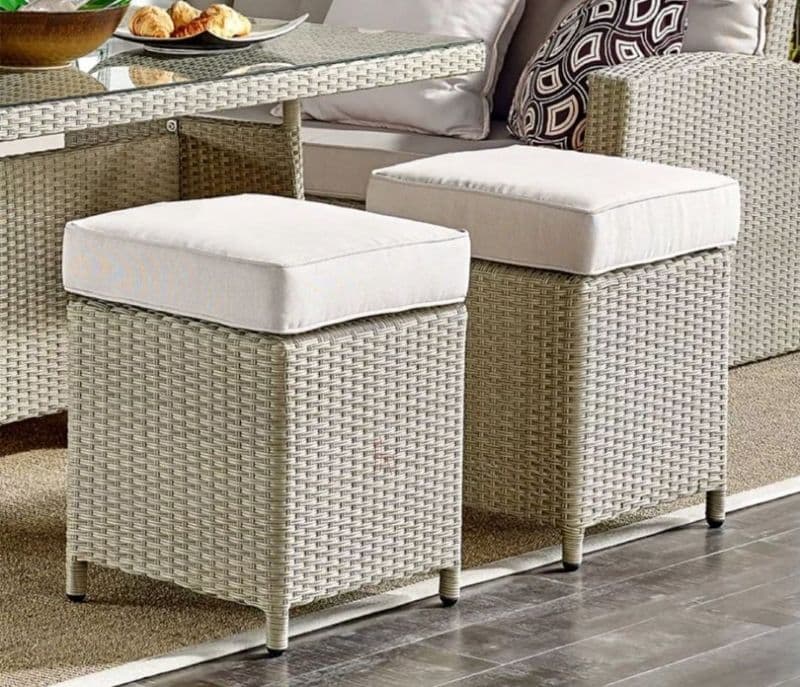 Image 5 for Mariana Beige Rattan And Wicker Patio Set With Table And Off White Cushions