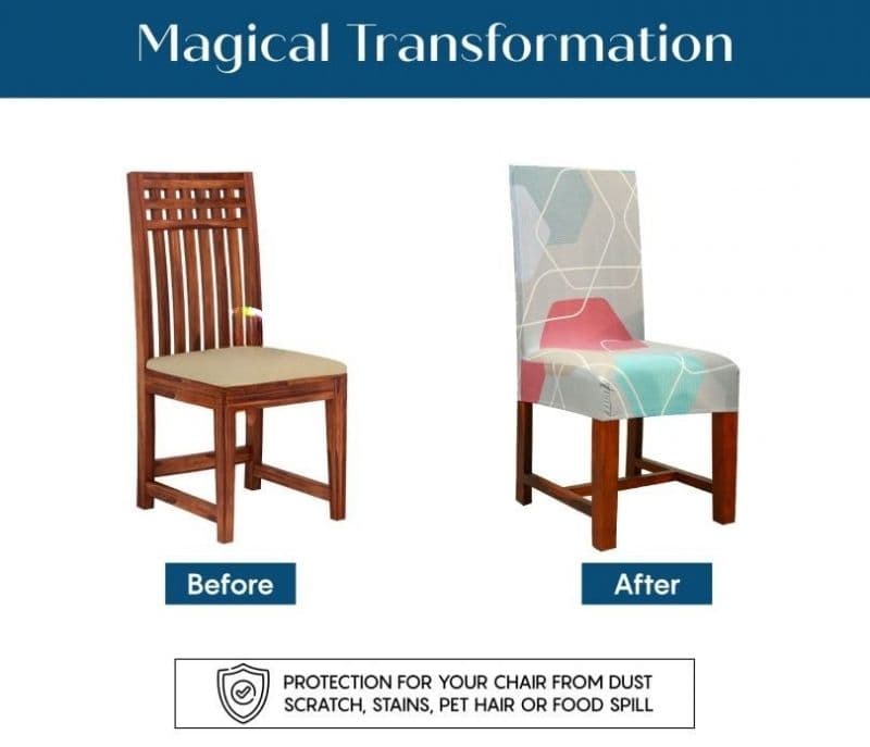 Image 8 for Aria lastic Abstract Printed Polyester Spandex Dining Chair Cover Set Of 1