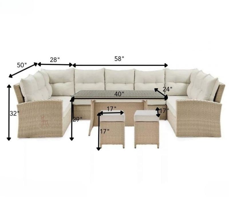 Image 8 for Mariana Beige Rattan And Wicker Patio Set With Table And Off White Cushions