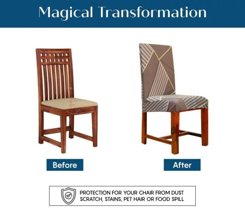 Image 9 for Scarlett Abstract Printed Polyester Spandex Dining Chair Cover Set Of 1