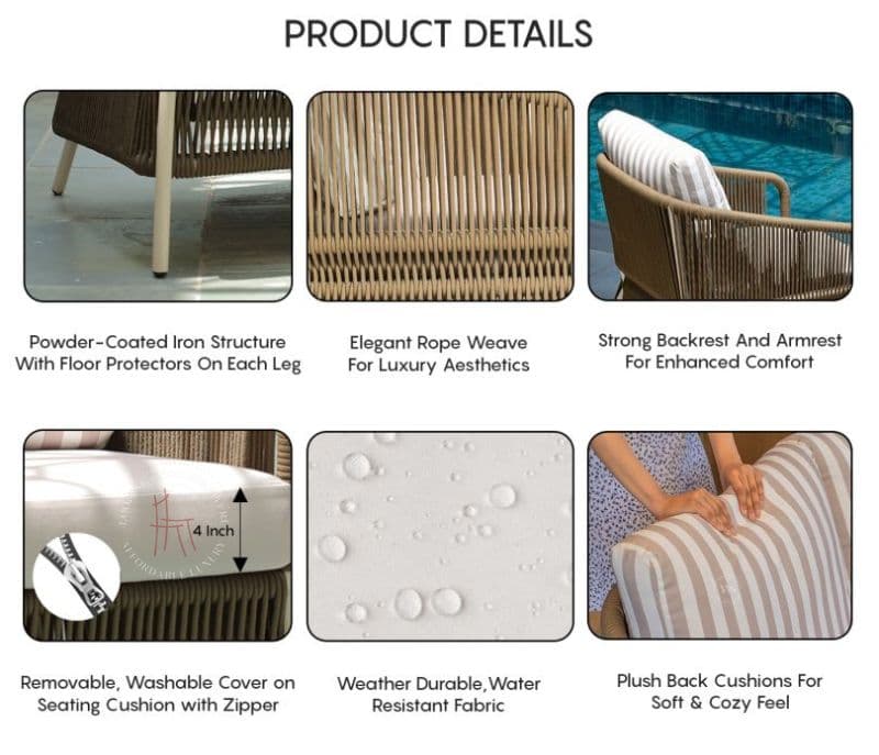 Image 4 for Velvet Single Seater Outdoor Garden Chair