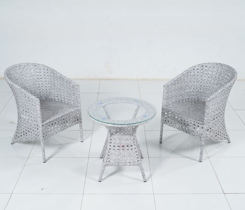 Image 2 for Eloise White And Wicker Outdoor Furniture Set With Table
