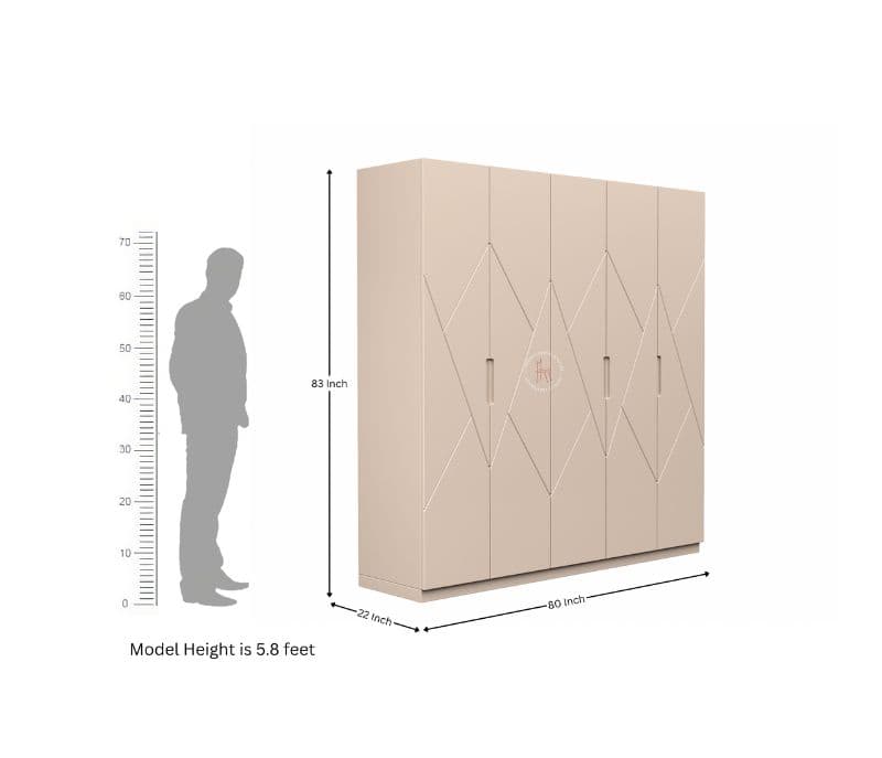 Image 4 for Lumina Engineered Wood Five Door Wardrobe