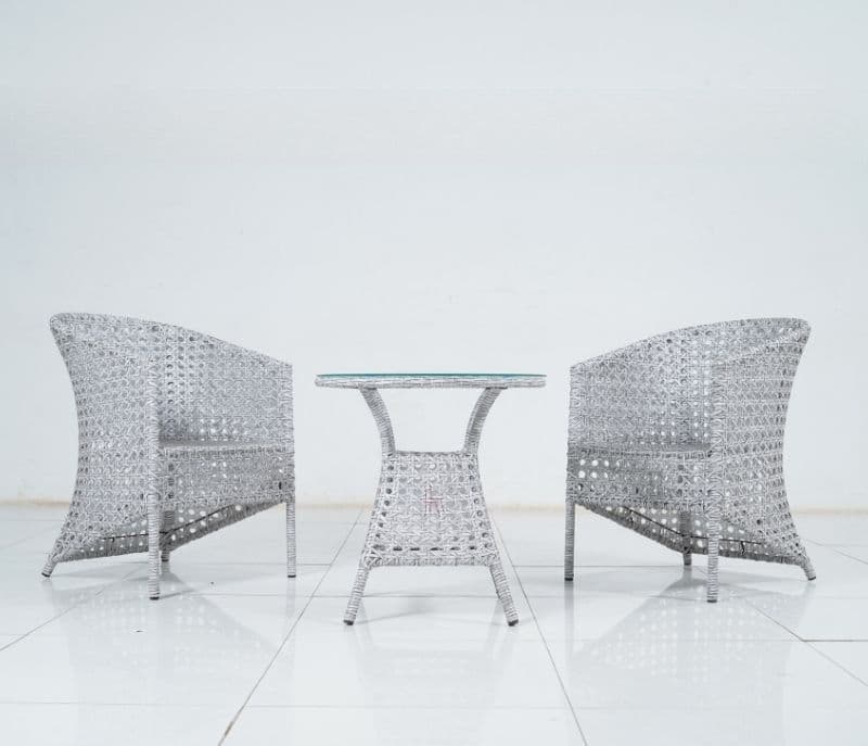 Image 3 for Eloise White And Wicker Outdoor Furniture Set With Table