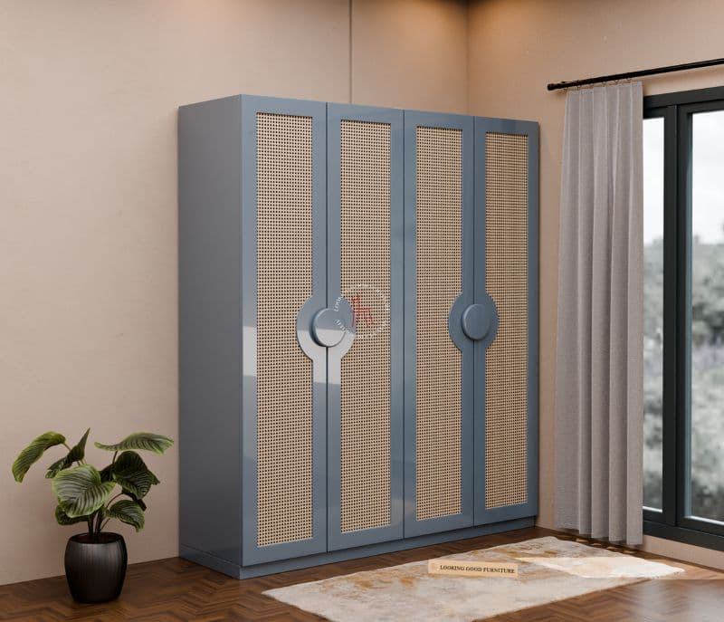 Zenith Engineered Wood Four Door Wardrobe