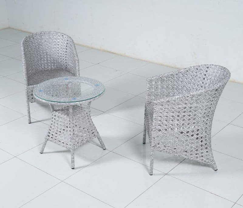 Image 5 for Eloise White And Wicker Outdoor Furniture Set With Table