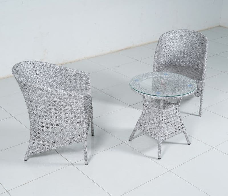 Image 4 for Eloise White And Wicker Outdoor Furniture Set With Table