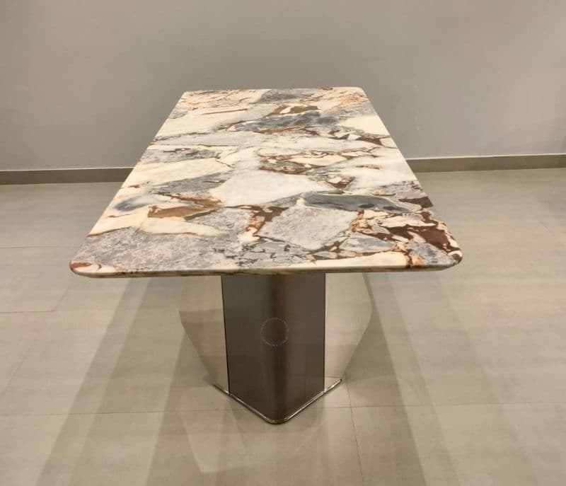 Image 11 for Dining F146/D-220 6 chairs metal base marble top table (CP OTD)