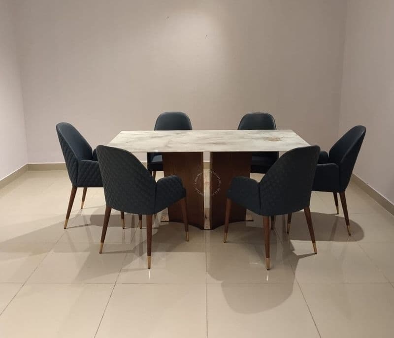 Image 3 for Dining table 159+6623+ DC 2127 6 chairs with marble top table (HYD OTD)
