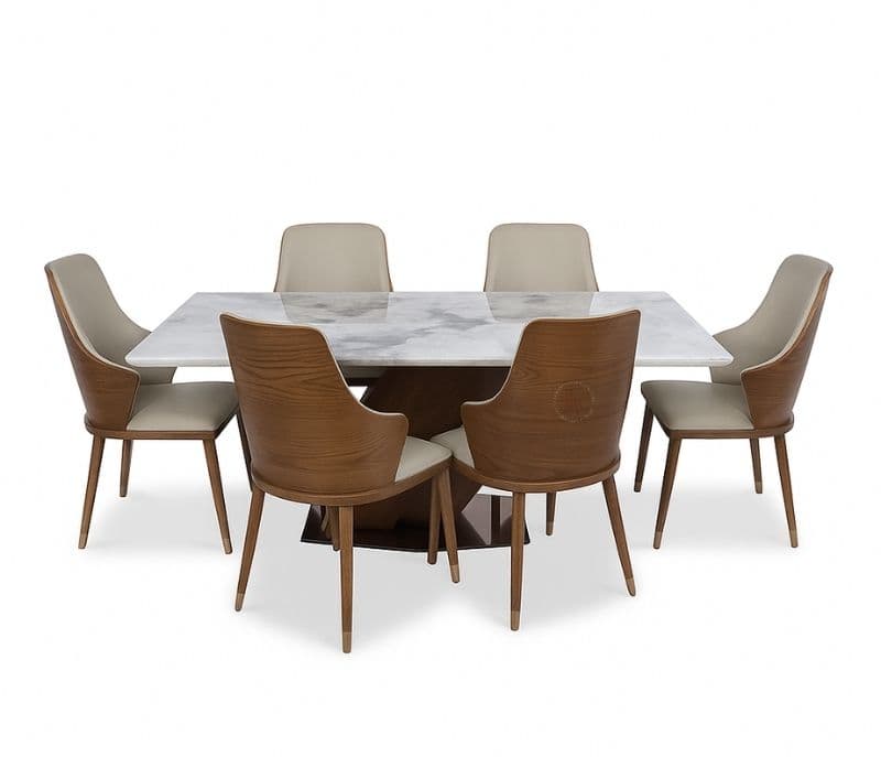 IRISH MARBLE 6X3 & 3689 DINING 6 CHAIRS (HYD OTD)