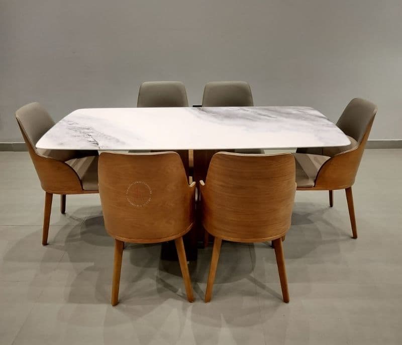 Image 3 for D/set -6+1 101/ 2110 6 chairs with marble top table(CP OTD)