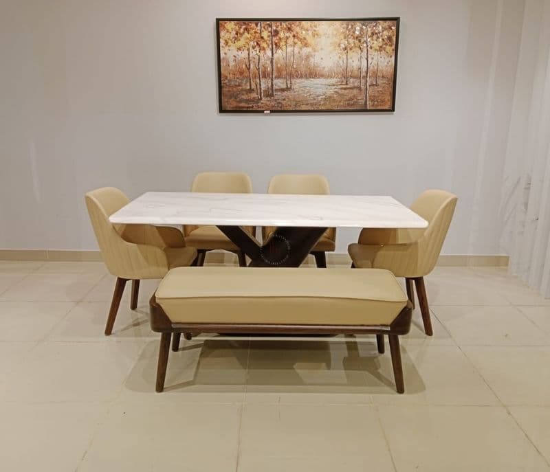 Image 3 for AXE /DC334 dining set 6 chairs with marble top (HYD OTD)