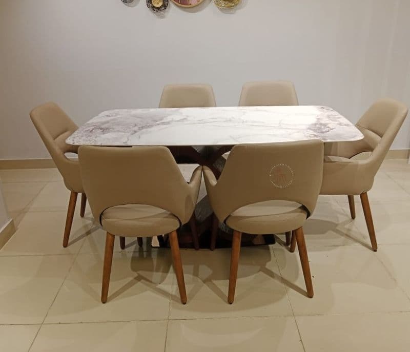 Image 3 for 673/B609 6 chairs with marble top (BTM OTD)