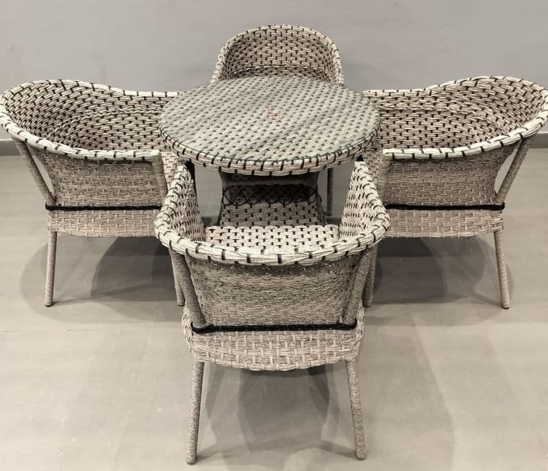 Image 10 for Garden set - 189/190 Artificial Cane & Metal & Glass Top (CP OTD)