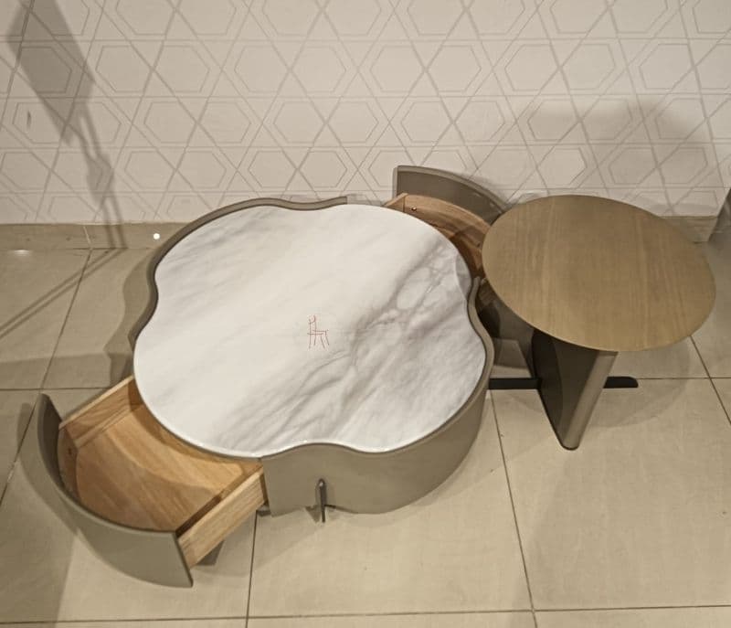 Image 5 for CT-3163 1+1 Wooden Metal With Marbel Top (KORA OTD)