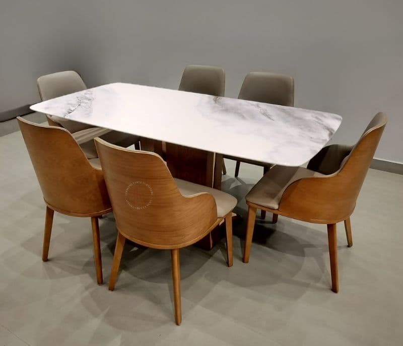 Image 2 for D/set -6+1 101/ 2110 6 chairs with marble top table(CP OTD)