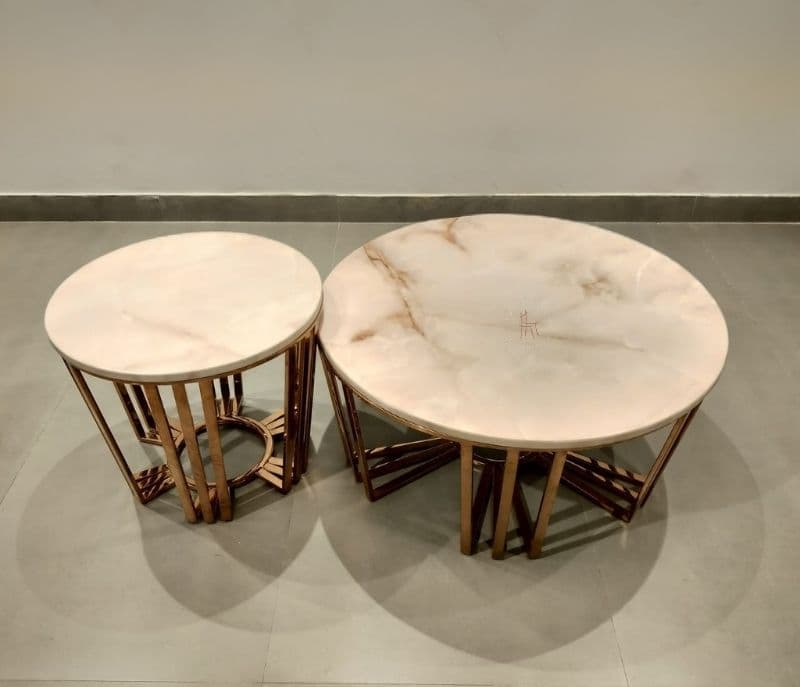 Image 5 for Centre Table - E100 Marble Top, Metal Base (CP OTD)