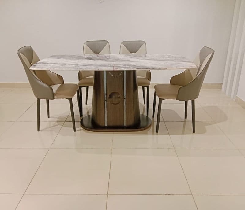 Image 3 for T03/BA03 Dining set 1+6 chairs with marble top table(BTM OTD)