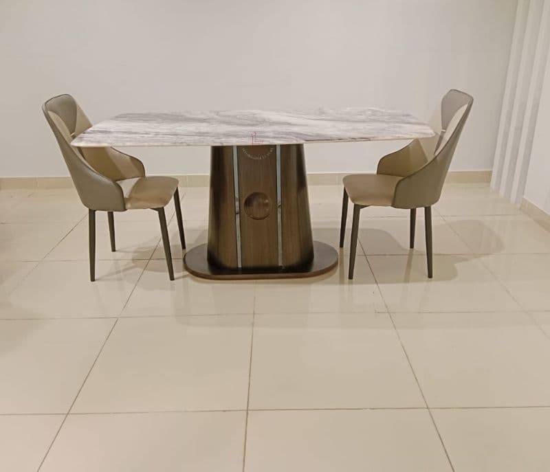 Image 5 for T03/BA03 Dining set 1+6 chairs with marble top table(BTM OTD)
