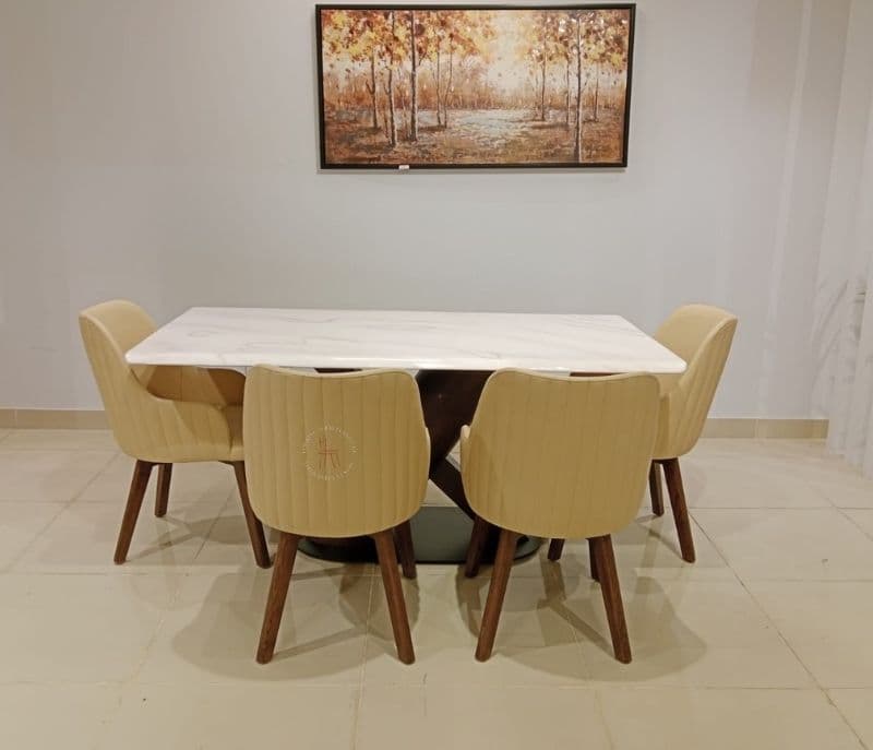 Image 2 for AXE /DC334 dining set 6 chairs with marble top (HYD OTD)