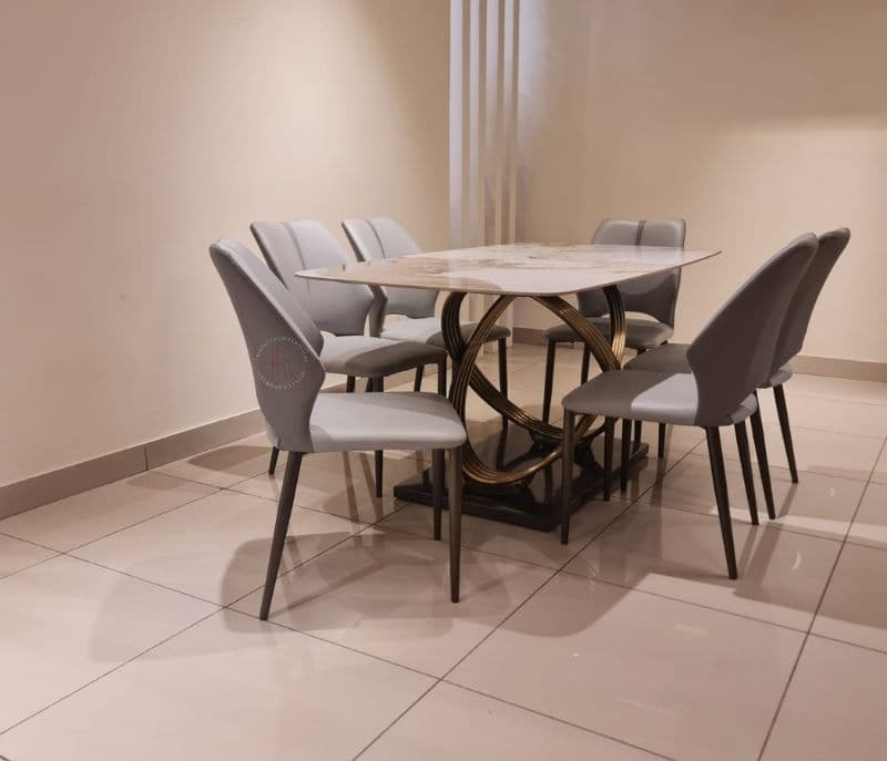 Image 2 for Dt-6101-dc-9145 marble top table with 6 chairs (WF OTD)