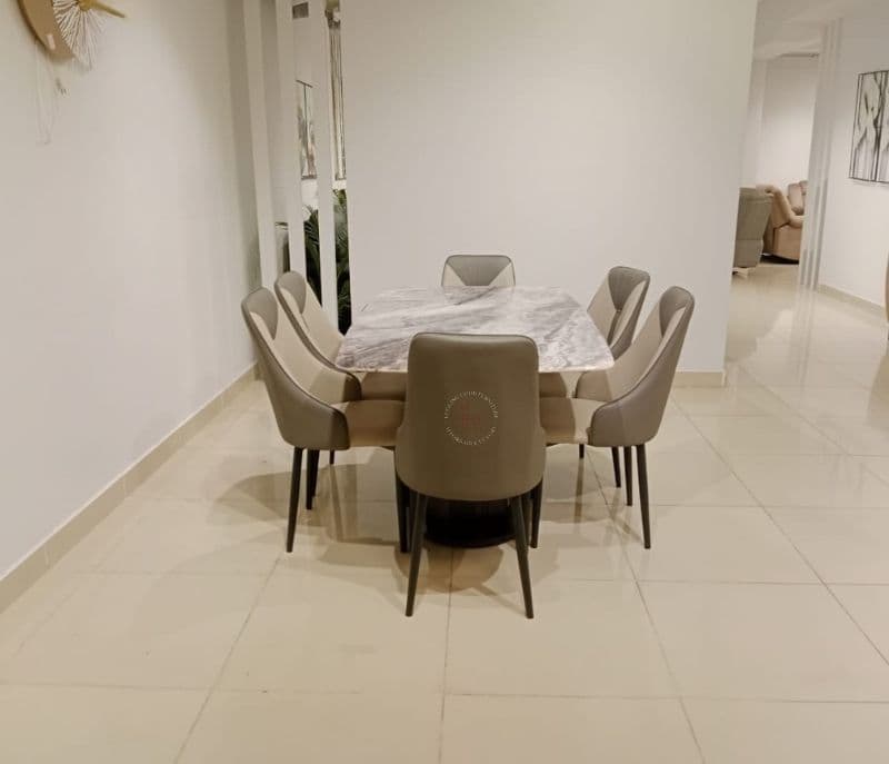 Image 4 for T03/BA03 Dining set 1+6 chairs with marble top table(BTM OTD)