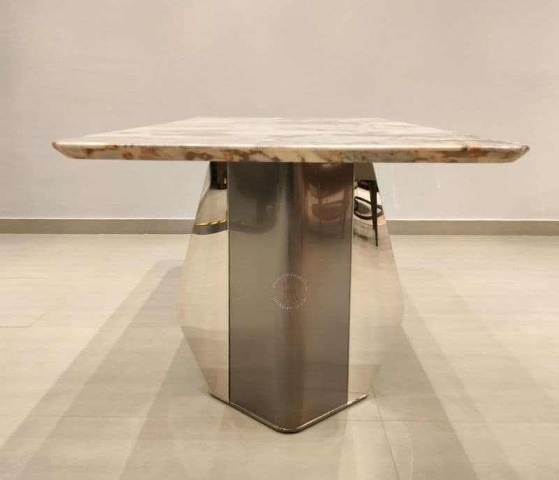 Image 10 for Dining F146/D-220 6+1 metal chairs base with marble top table (CP OTD)