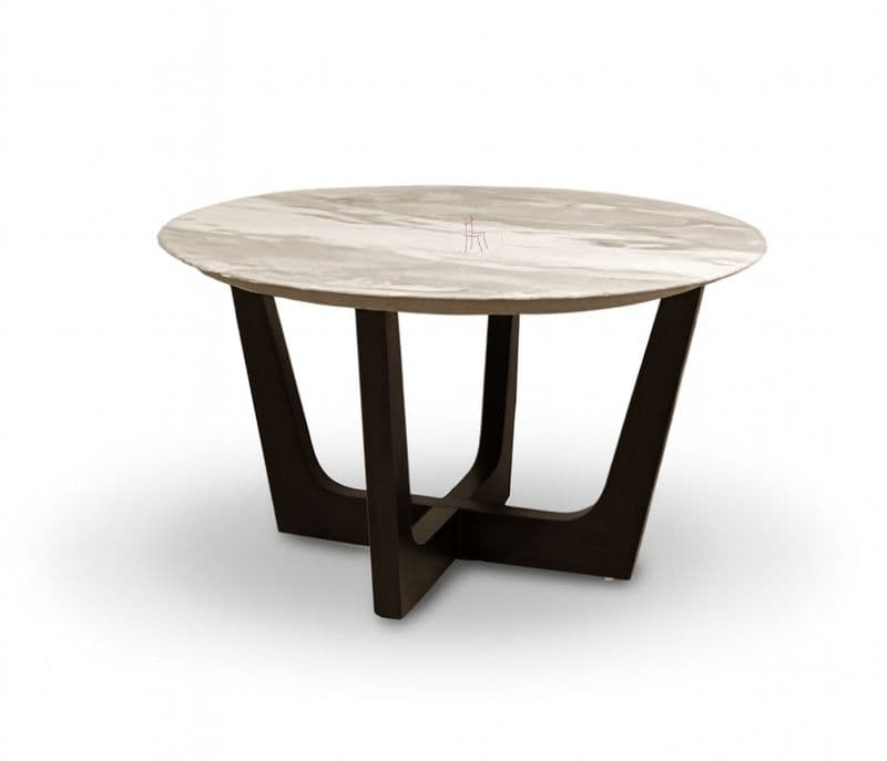 Ct round wood base with marble top (KORA OTD)
