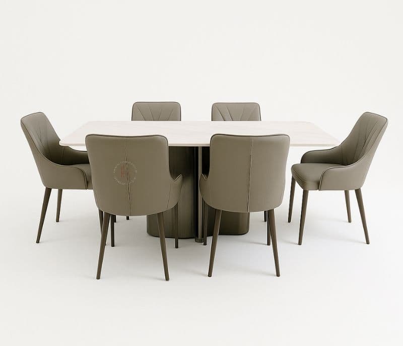 T-111/321 chr DT 6 Chairs With Marble Top Table (BTM OTD)